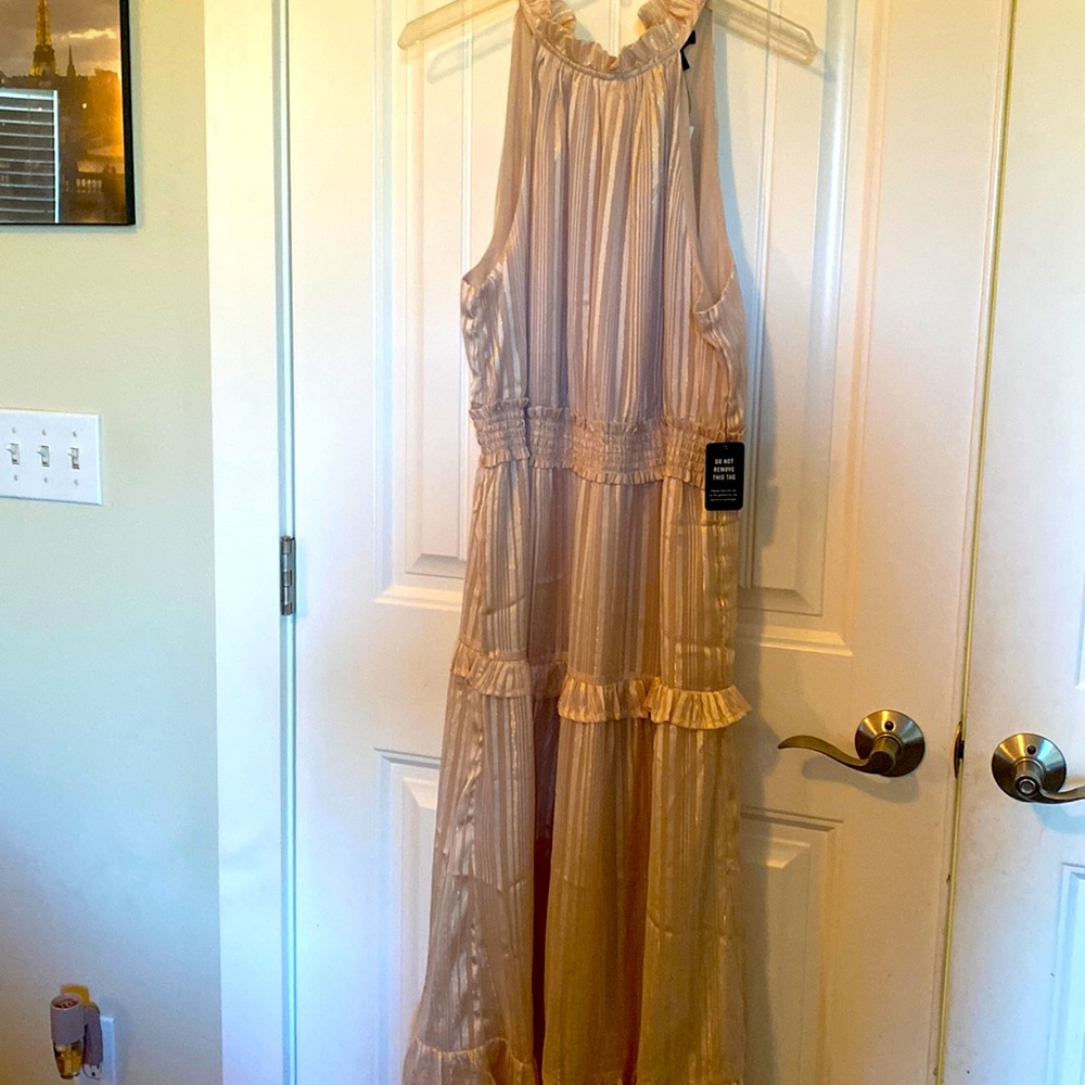 Subtle gold metallic dress with ruffles